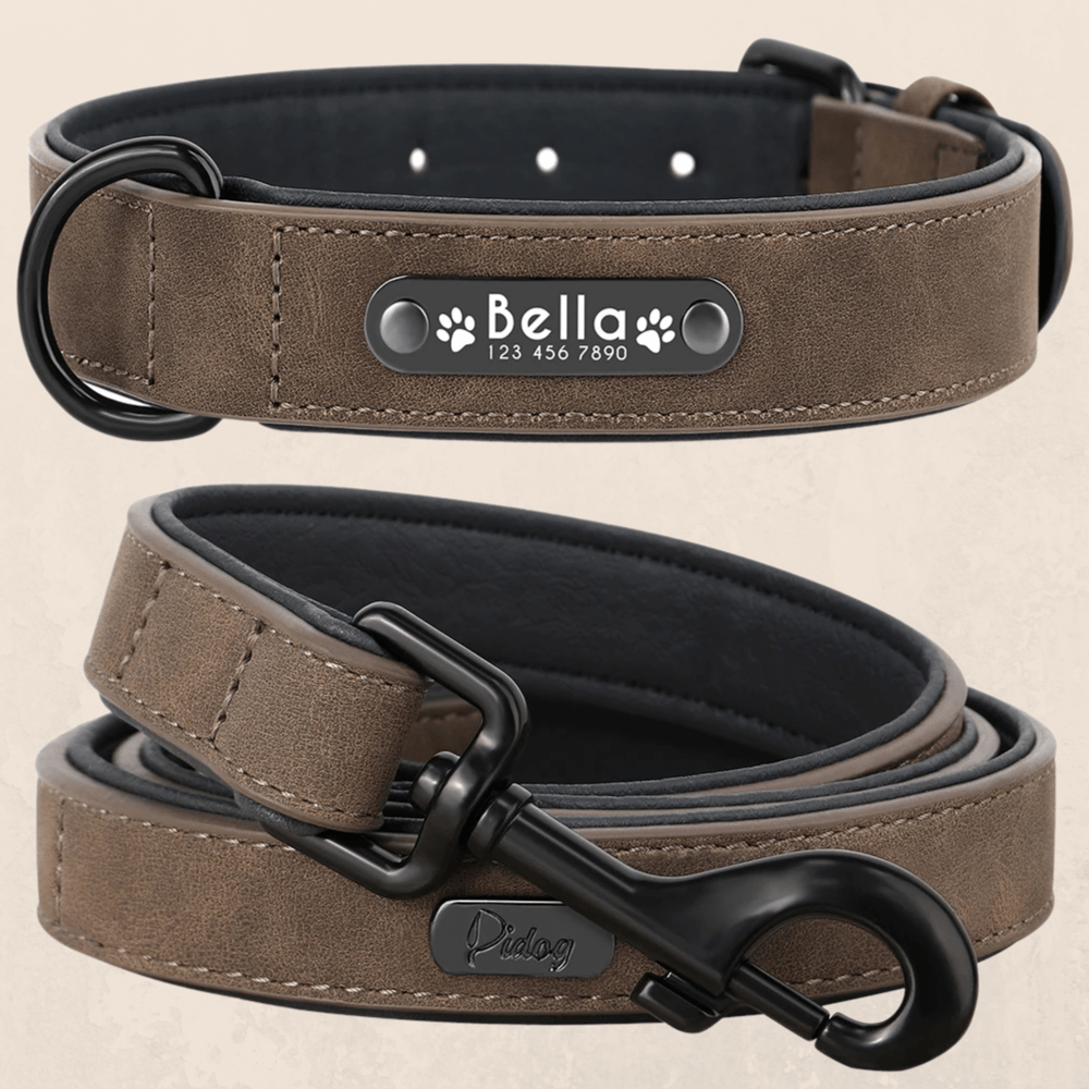 Leder Hundehalsband mit Gravur - Viamilo