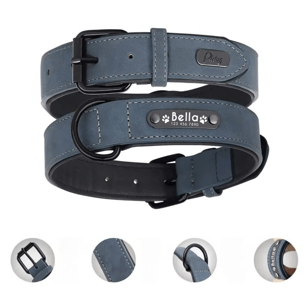 Leder Hundehalsband mit Gravur - Viamilo