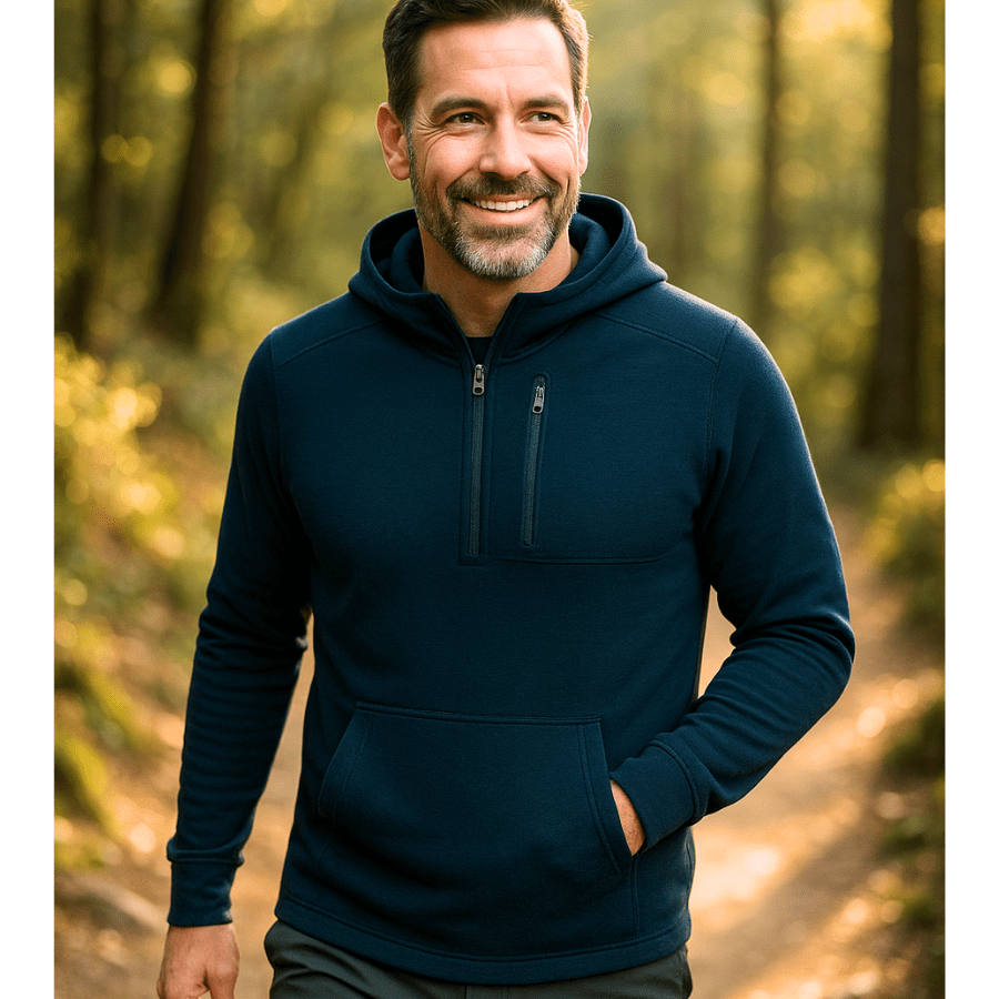 Merino Zip - Kapuzenpullover mit Kängurutasche - Viamilo