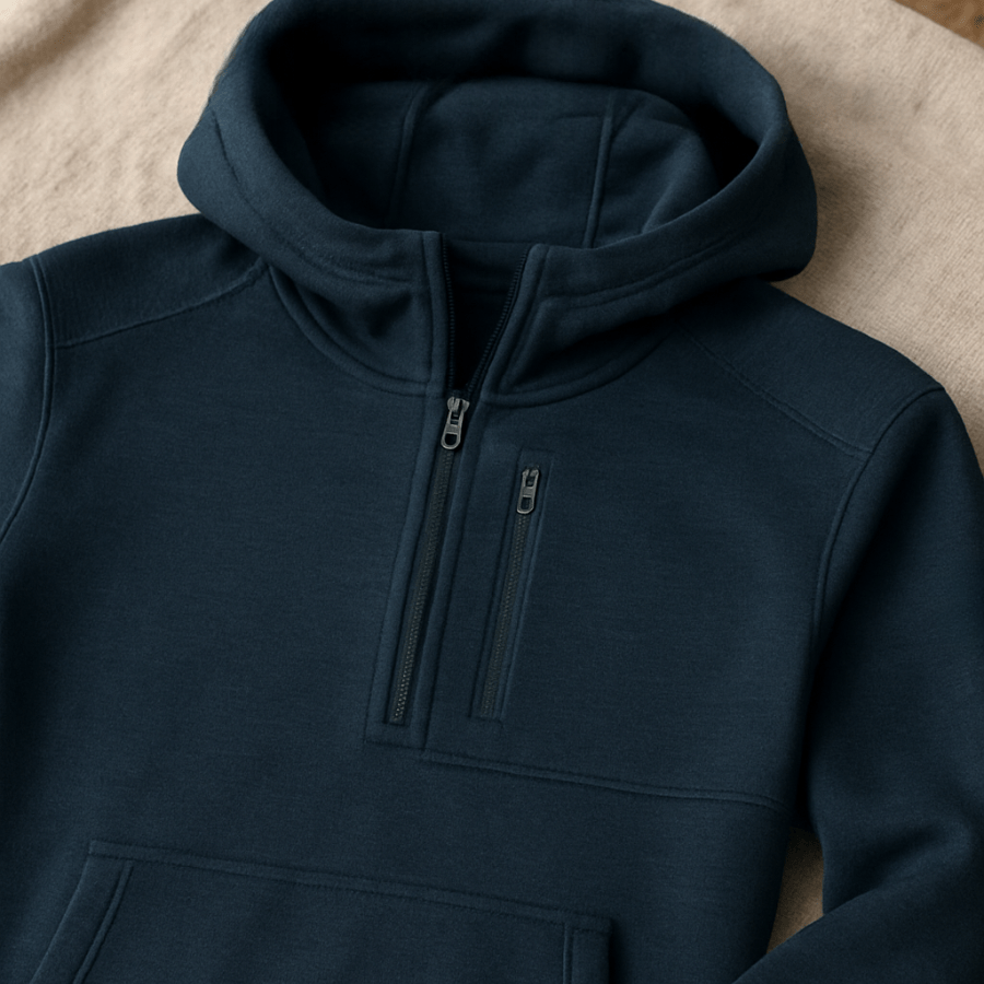 Merino Zip - Kapuzenpullover mit Kängurutasche - Viamilo